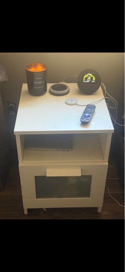 White Nightstand with Open Shelf and Drawer (IKEA)