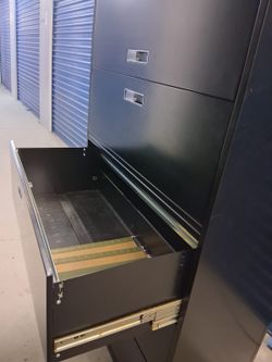 Black Metal 5-Drawer Lateral Filing Cabinet