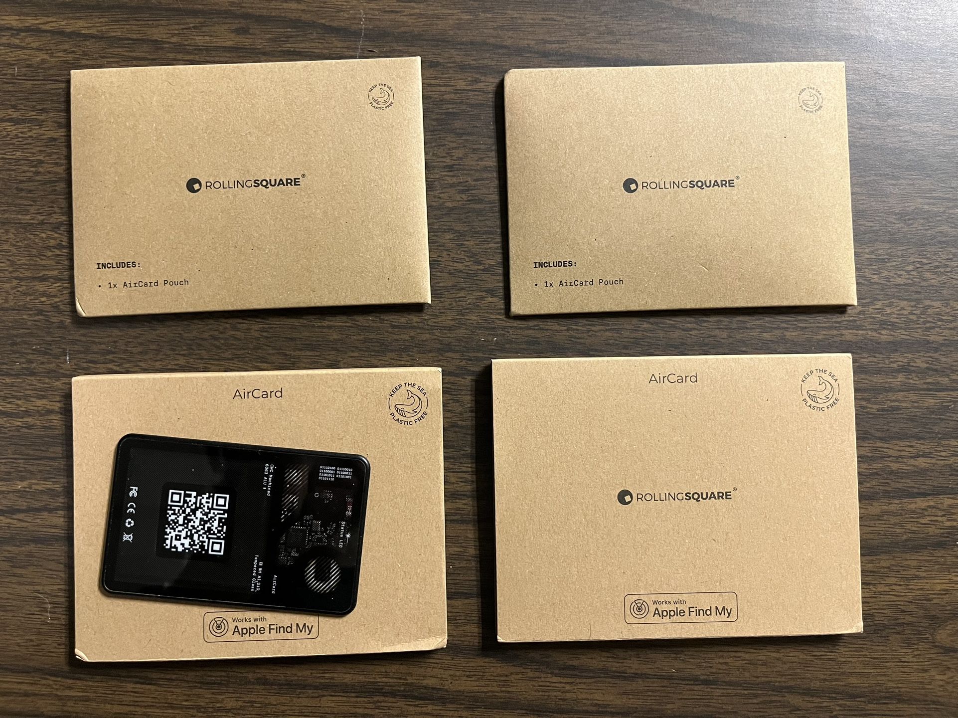 Rolling Square Aircard Wallet Tracker - Bluetooth Wallet Finder Find My Network Compatible with Business Card Feature NFC/QR Code - 0.09in Slim AirTag