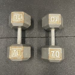 70 LB Cast Iron Dumbbells 