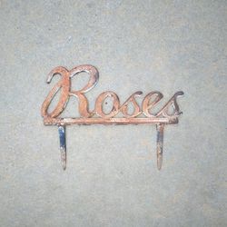 Vintage Metal Roses Yard Decor Stake Sign