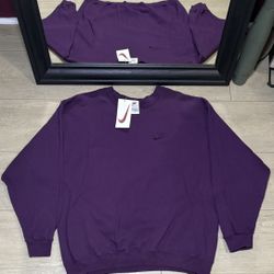 Vintage 1990s New Wine / Burgundy Nike Embroidered SpellOut Logo Crewneck