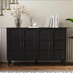 55 inch Mid Century Sideboard Buffet Cabinet with Storage, Vintage Sideboard Cabinet with Adjustable Shelves and Carved Handle, Credenza Sideboard Buf