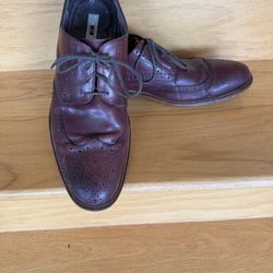 Men's Burgundy Oxford Leather Shoes, Size 13, Good Condition