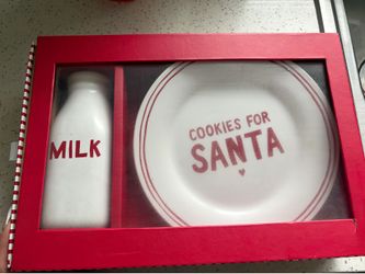 santa cookie plate & milk jug