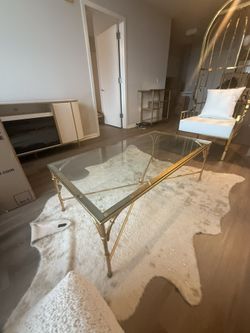 Beautiful Glass & Gold Coffee Table & Side Table