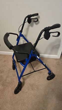 Medline Aluminum Rollator Walker with Seat, Blue