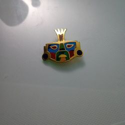 Native Tribal 950 Fine Silver Colorful Enamel Face Pin Brooch