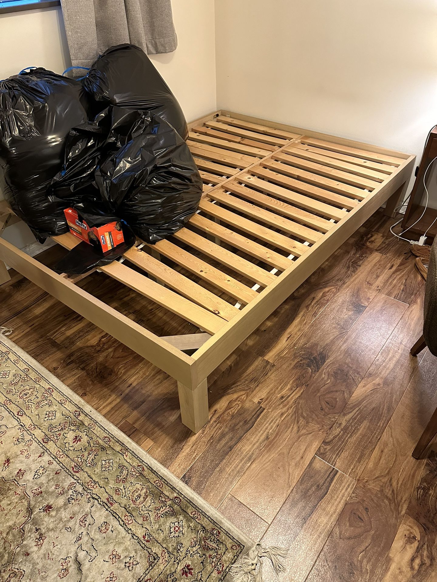 Full-Size Natural Wood Bed Frame   