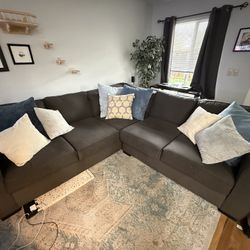 Sectional Sofa, Two Piece L-shaped Couch, Ottoman, Living Room Furniture