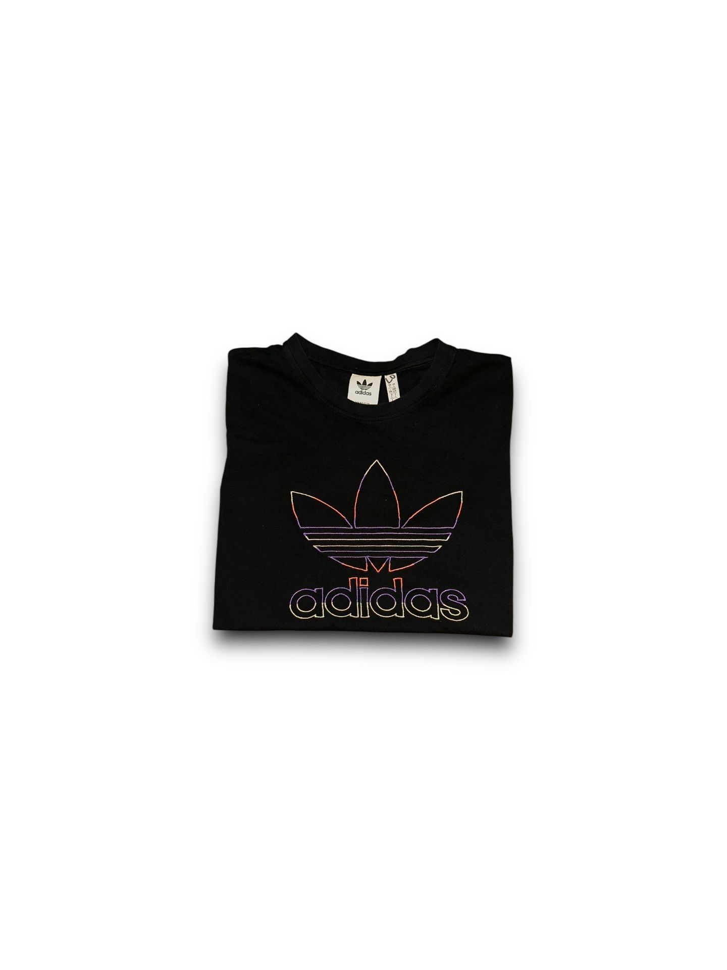 Adidas originals embroidered trefoil logo t-shirt black mens large