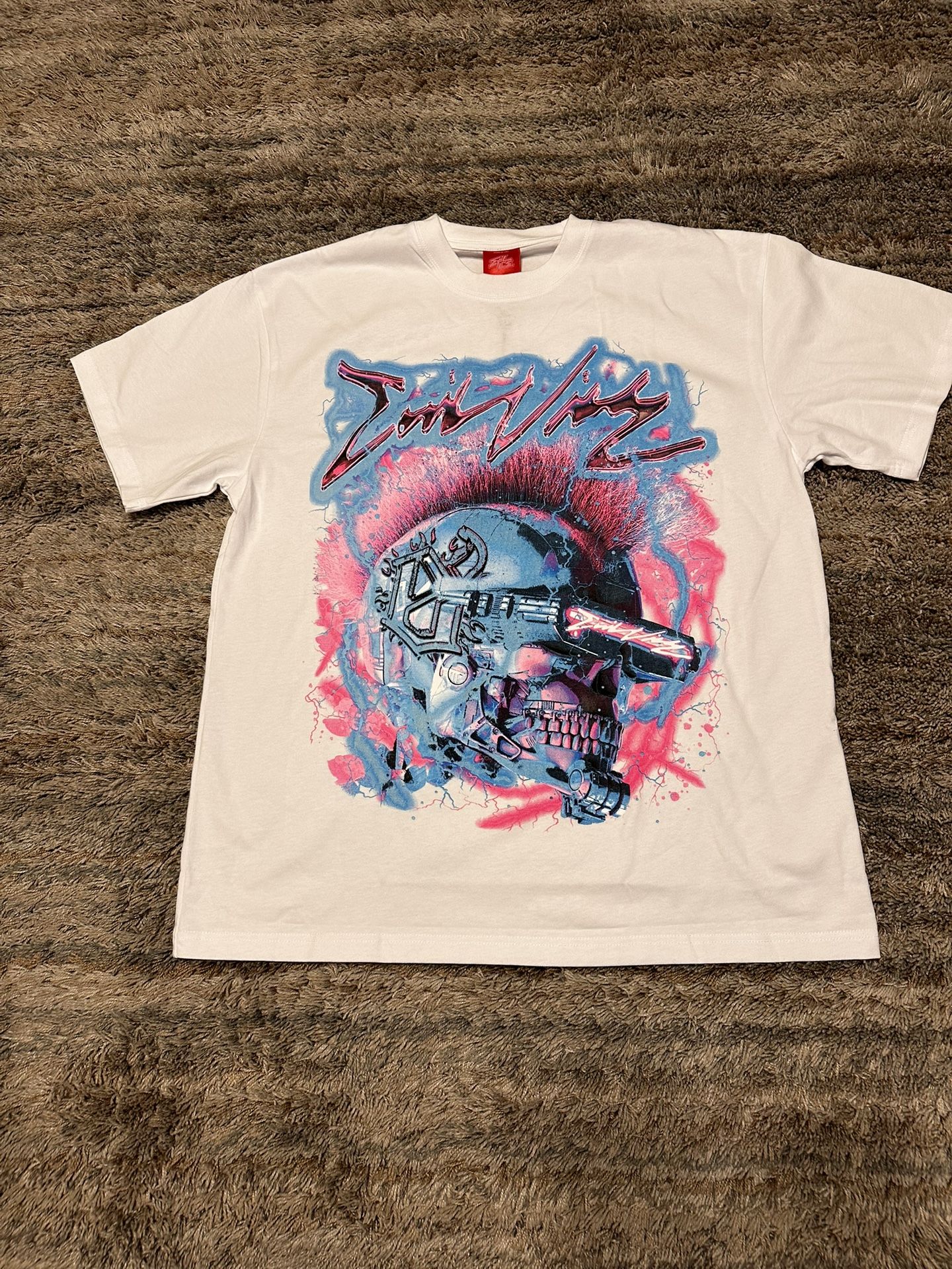 Evil Vice “Cyber Punk Skull” White Graphic Tshirt XL BRAND NEW WITH TAGS
