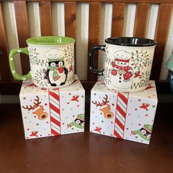 2 Christmas Mugs With Gift Box 