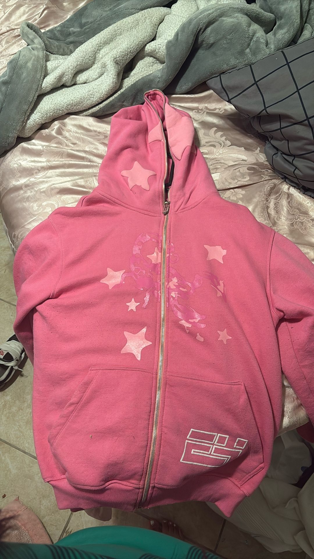 pink full zip up hoodie