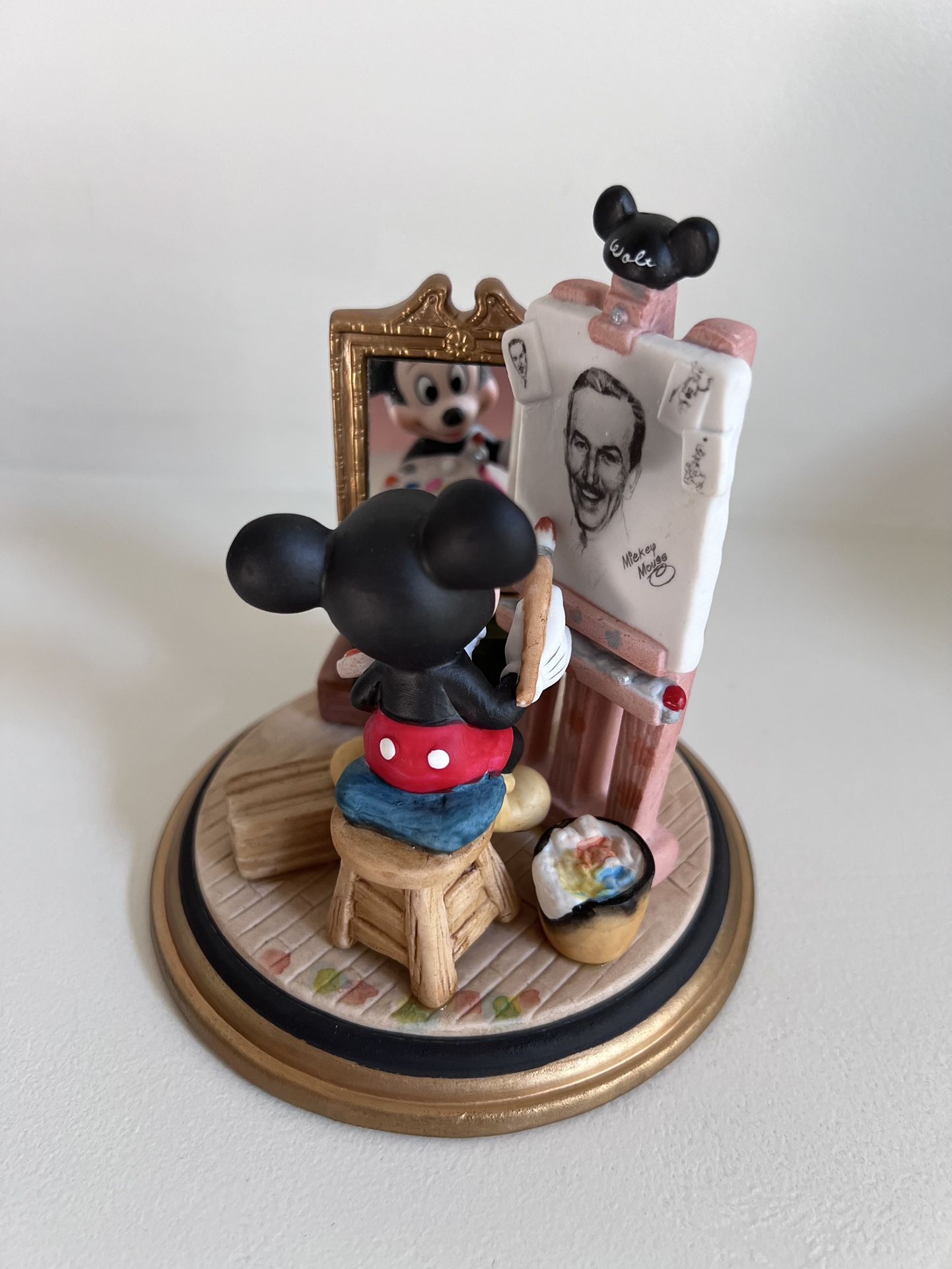 Vintage Disney Mickey Mouse Self Portrait Painting Figurine