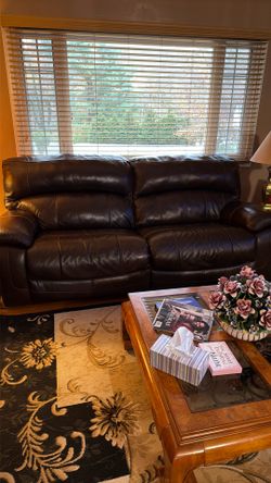 3 Piece Brown Leather Power Living Room Set