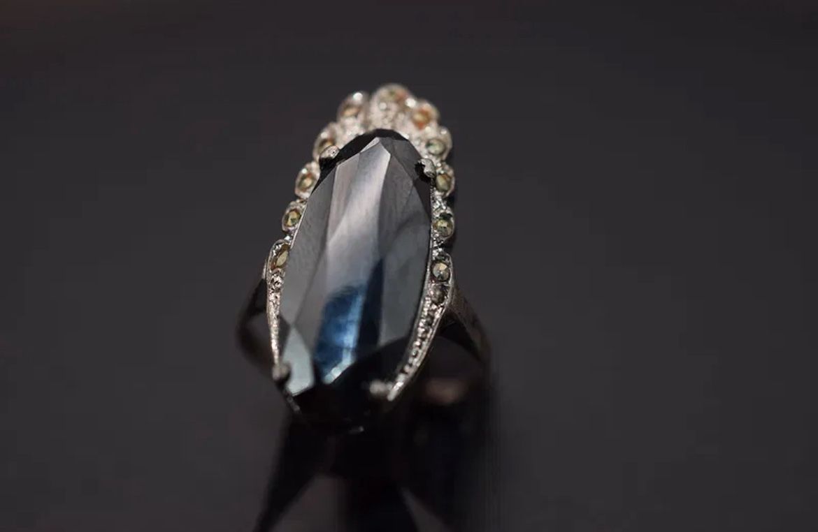 Hematite Marcasite Sterling Silver 925 Ring