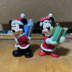 Christmas Mickey And Minnie Mouse Salt And Pepper Shakers Walt Disney