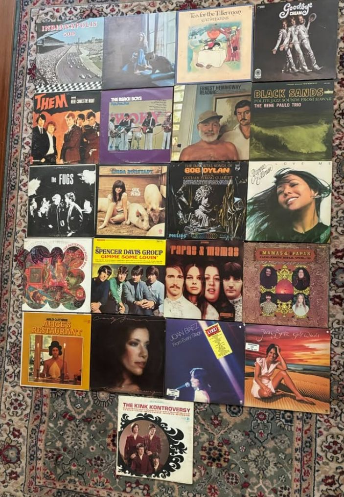 Vinyl collection Them (Jackson Browne), The Fugs, Carley Simon, Beach Boys, Cream, Joan Baez