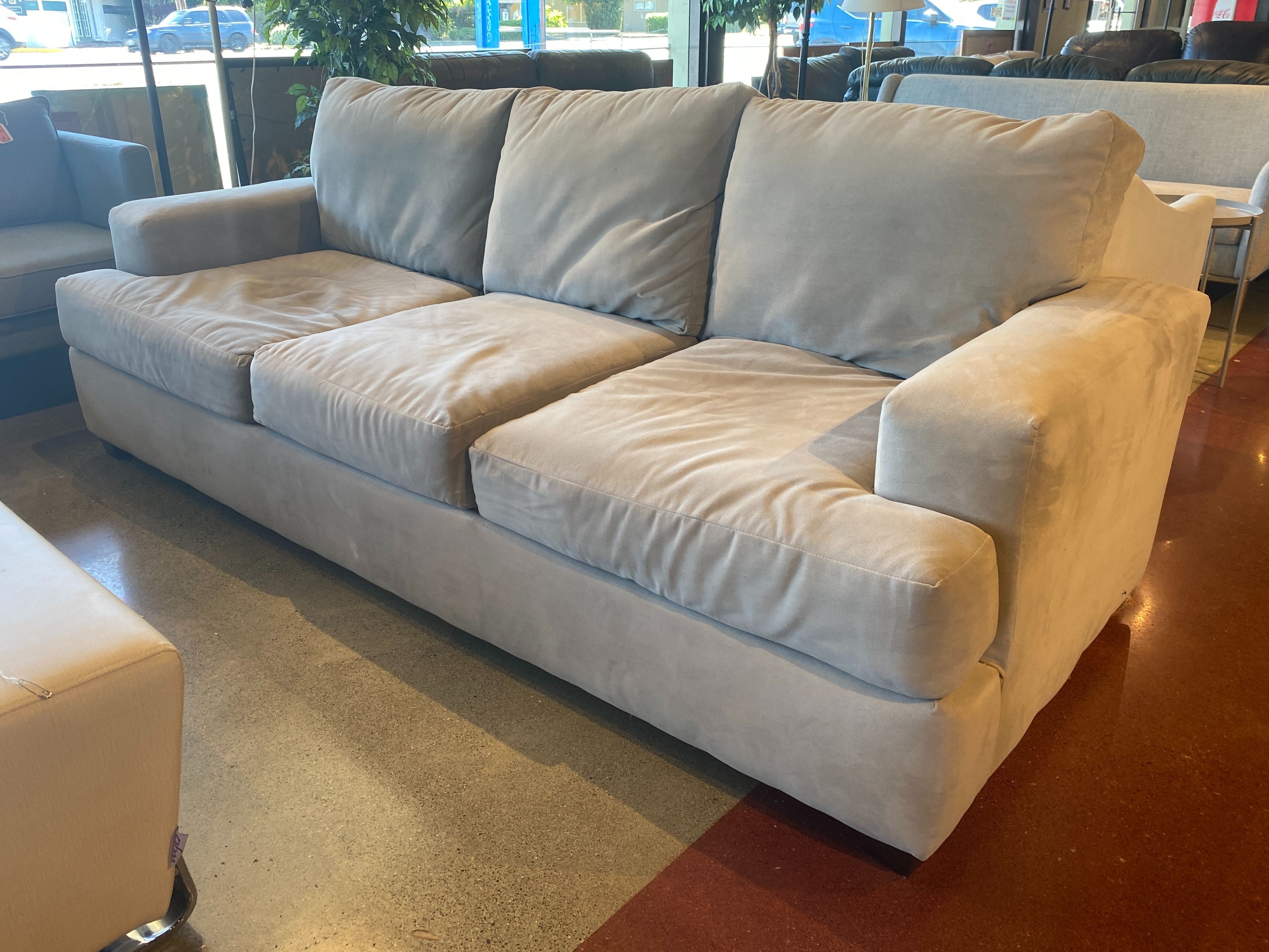 Boxy Plush Pale Grey 3-Seater Sofa