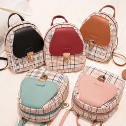  Metal Buckle Design, Ideal Travel Bag for Girls Women's Petite Plaid Backpack