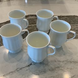 Hitkari Potteries Bone China White Tea Cups - Set of 5.  