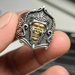 Real Plain Solid 925 Sterling Silver Viking Warrior Draugr Gladiator Skull Ring