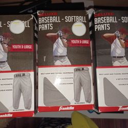 Franklin Youth Size XL 28-30 Waist Baseball Pants In Grey