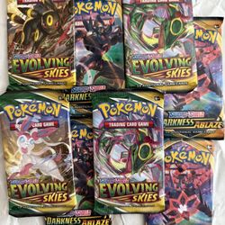 Pokemon TCG Sword & Shield 4x Evolving Skies 4x Darkness Ablaze Booster Packs