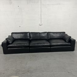 (Free Delivery) Emilia Black Leather 3 Piece Sofa Couch