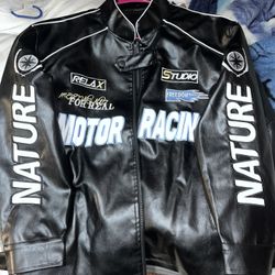 Black Racing Leather Jacket Size XL