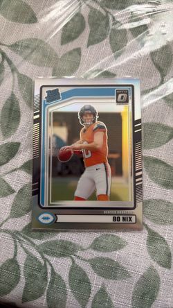 2024 Donruss Optic Preview Bo Nix Rookie Silver Holo Prizm Denver Broncos RC