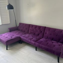 Velvet Sofa Couch Retro Victorian Purple