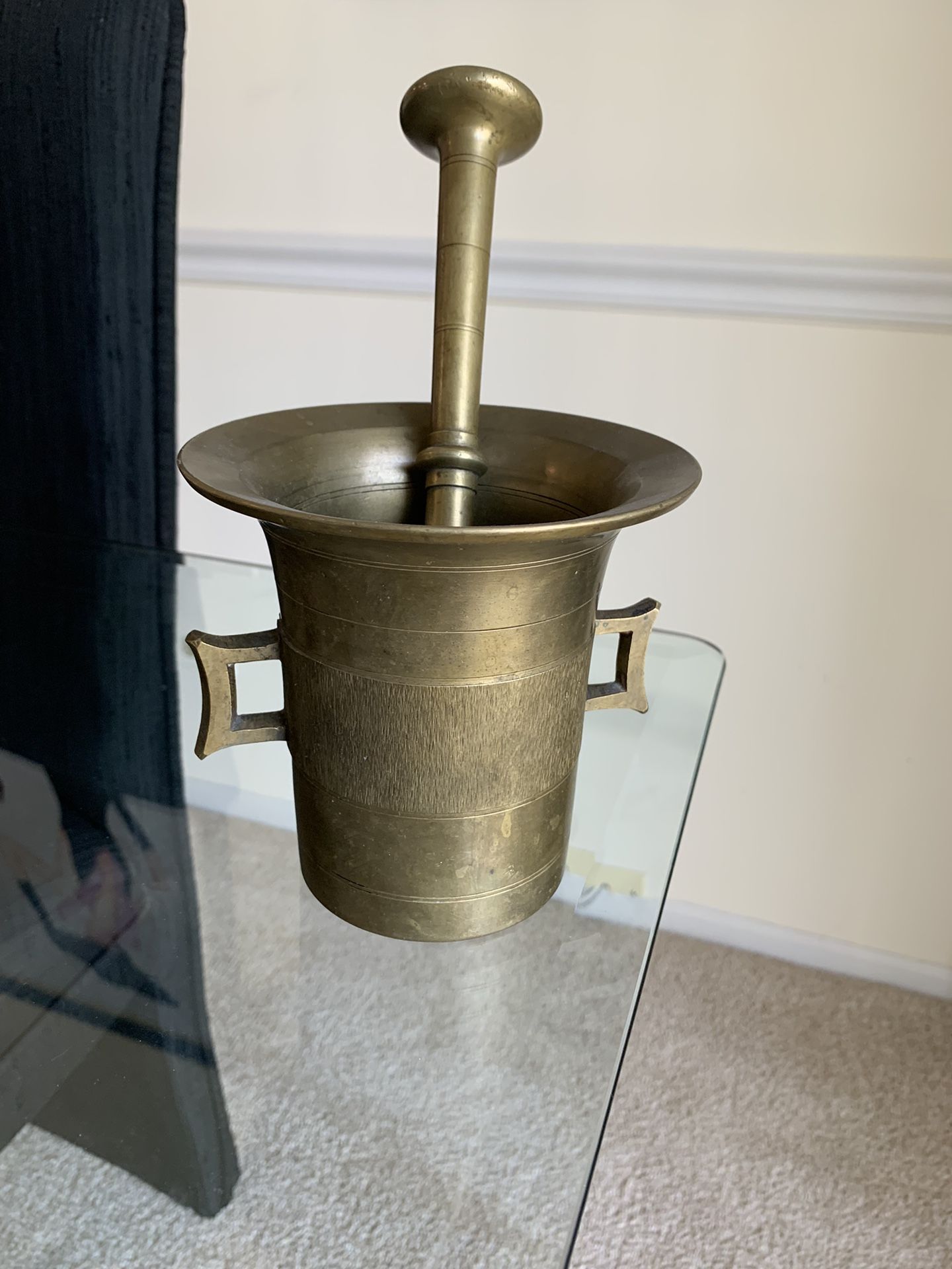 Antique Brass Mortar And Pestle And