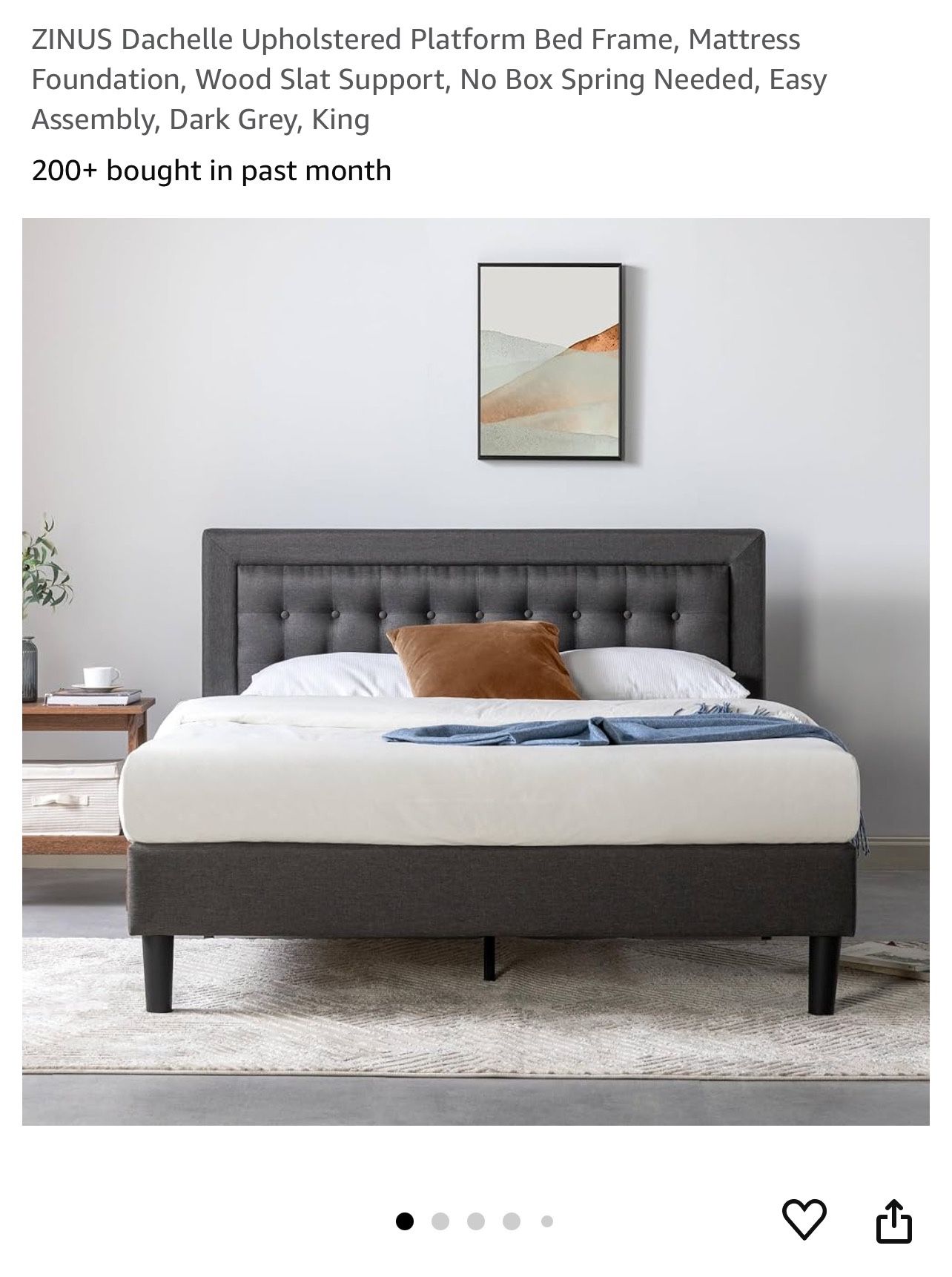 Gray King Sized Bed (No Mattress Included)