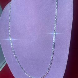 4mm 28” 925 Italian Sterling Silver Figaro Necklace