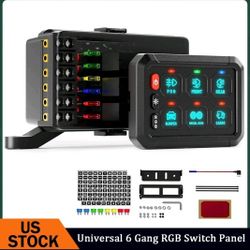 6 Gang RGB Switch Panel Toggle LED Light Circuit Relay Control Box Car