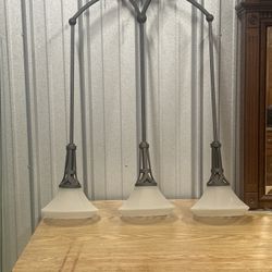 3-Light Kitchen Island Pendant – Bronze Finish w/ Glass Shades