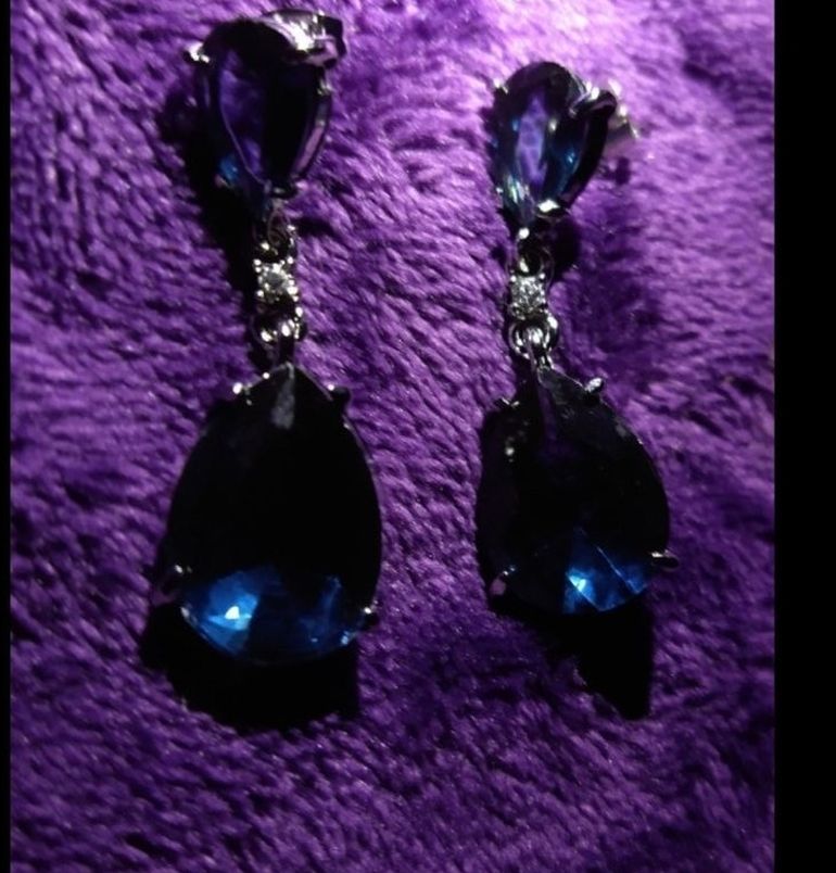 Brilliant Blue CZ Drop.Earrings In SS