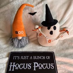 Halloween Decor, Gnome, Ghost, Sign 