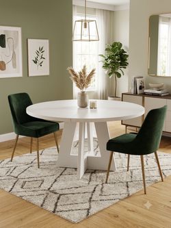 47-Inch Round Conference Table for 4-6 People, Wooden Meeting Room Table with Thicken Tabletop and Wood Base, Modern Meeting Training Desk for Confere
