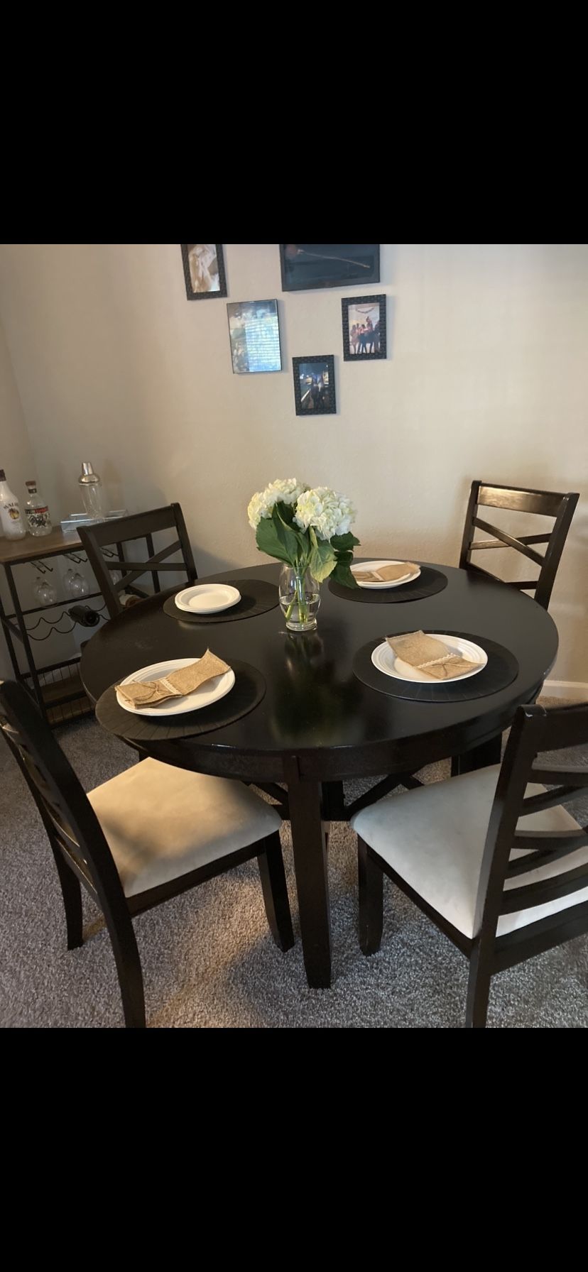 Dining Room Table, 4 Chairs, And Bar Cart for Sale in Tampa, FL OfferUp