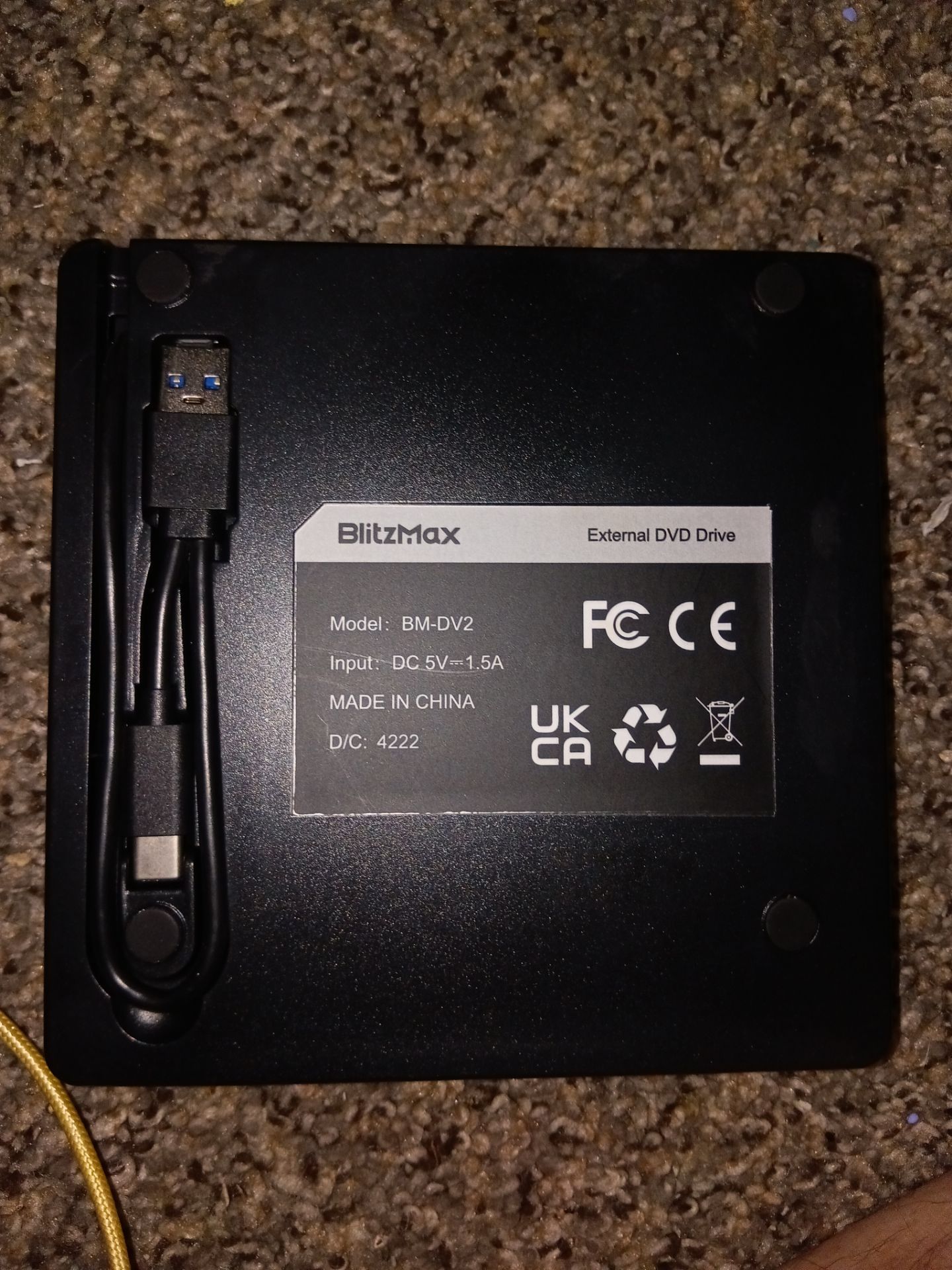 BlitzMax BM‑DV2 External DVD Drive – Untested, Like New