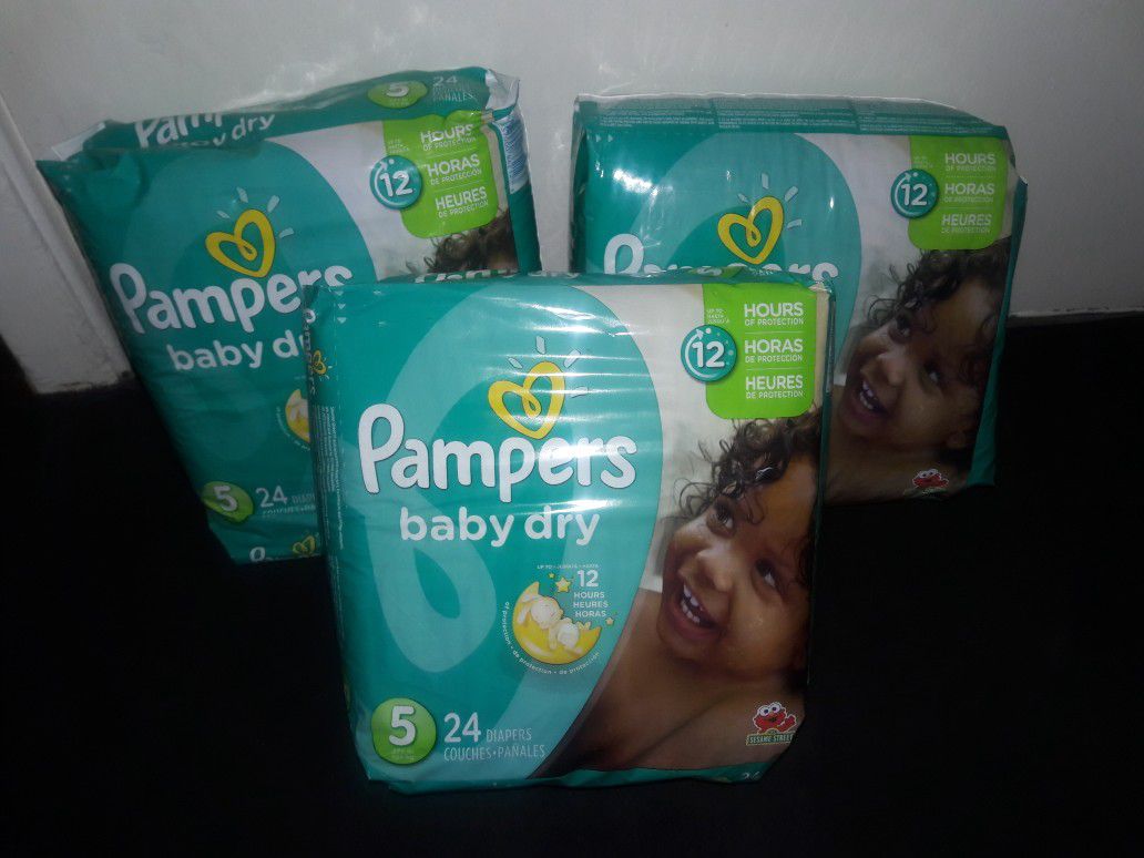 Pampers Baby Dry Size 5 Bundle: 72 diapers for $20