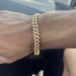Diamond Test Approved 8MM Gold Moissanite Gold Bracelet 