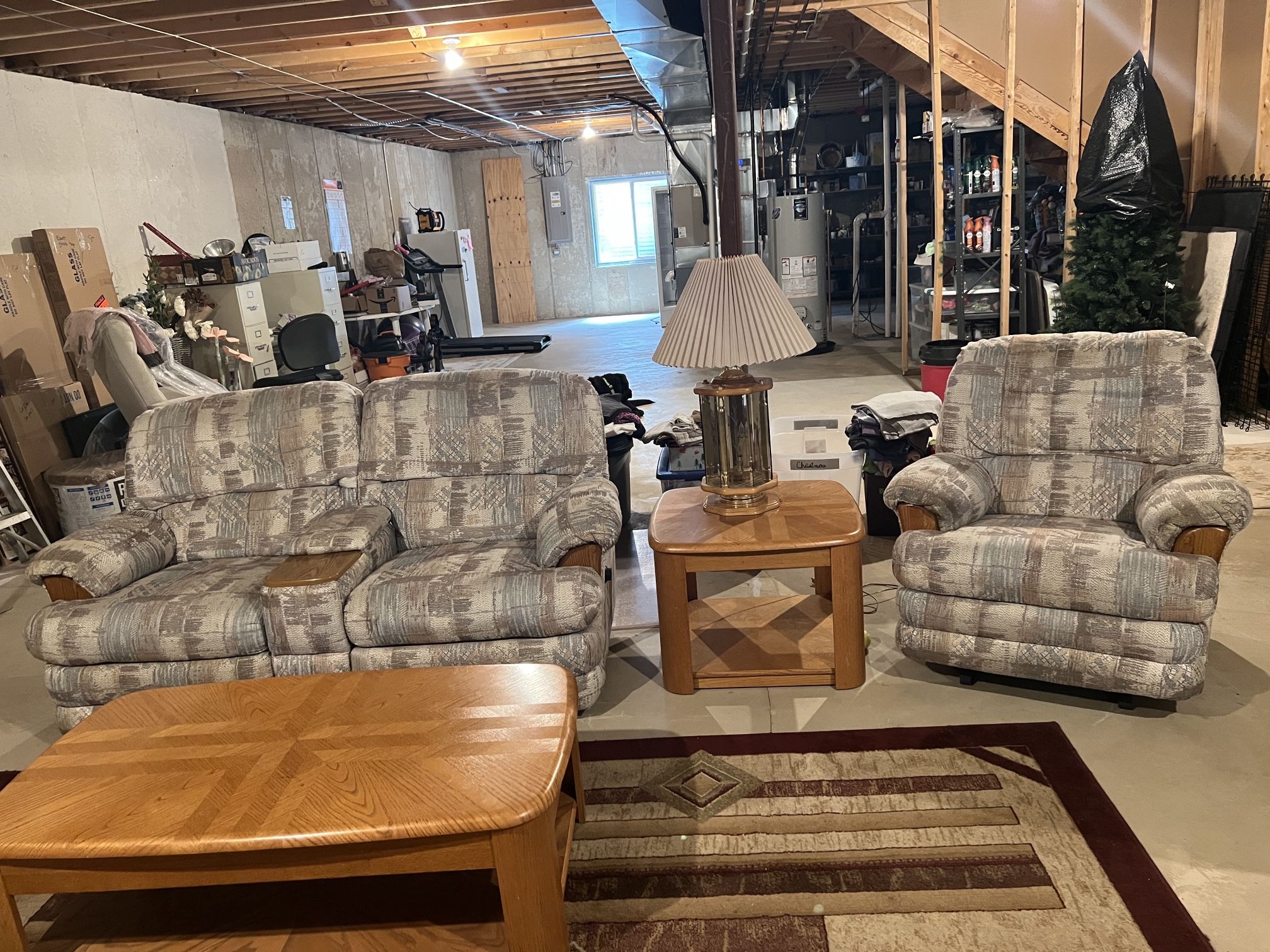 5 Pcs Family Room Set W/area Rug