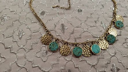 Turquoise and gold circles necklace