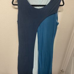 Tri Blue Women’s Panel Sleeveless Dress, Size Large 