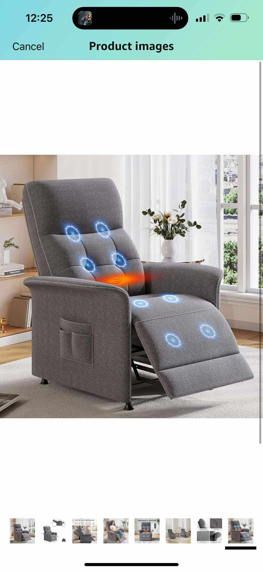 Power Recliner Chair for Adults with Heated and Massage, Adjustable Electric Reclining Chair Sofa, Single Sofa Home Theater Seating with Side Pocket