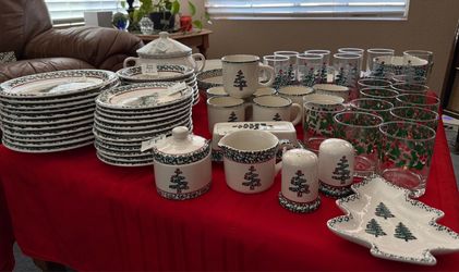 Christmas dinnerware & glassware total 70 pieces